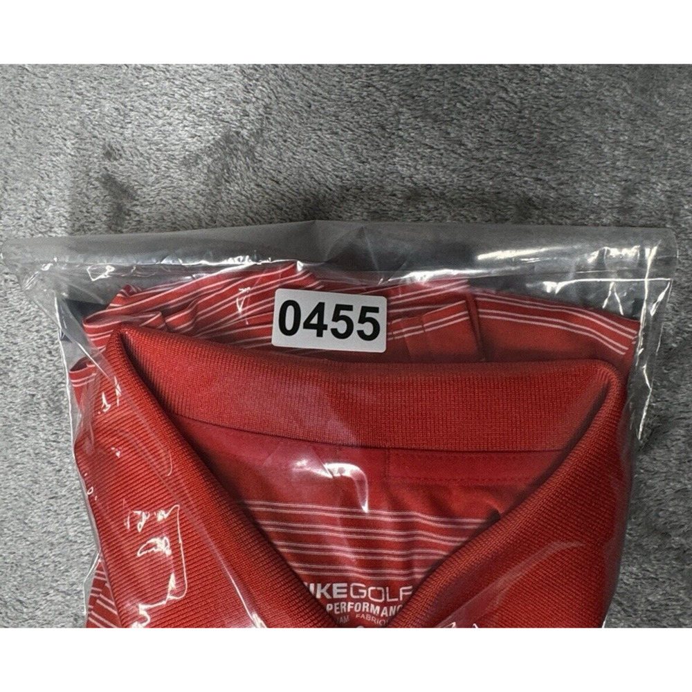 Nike Shirt Mens Large Orange White Stripe Dri Fit Golf Polo Tour Performance - Picture 7 of 7